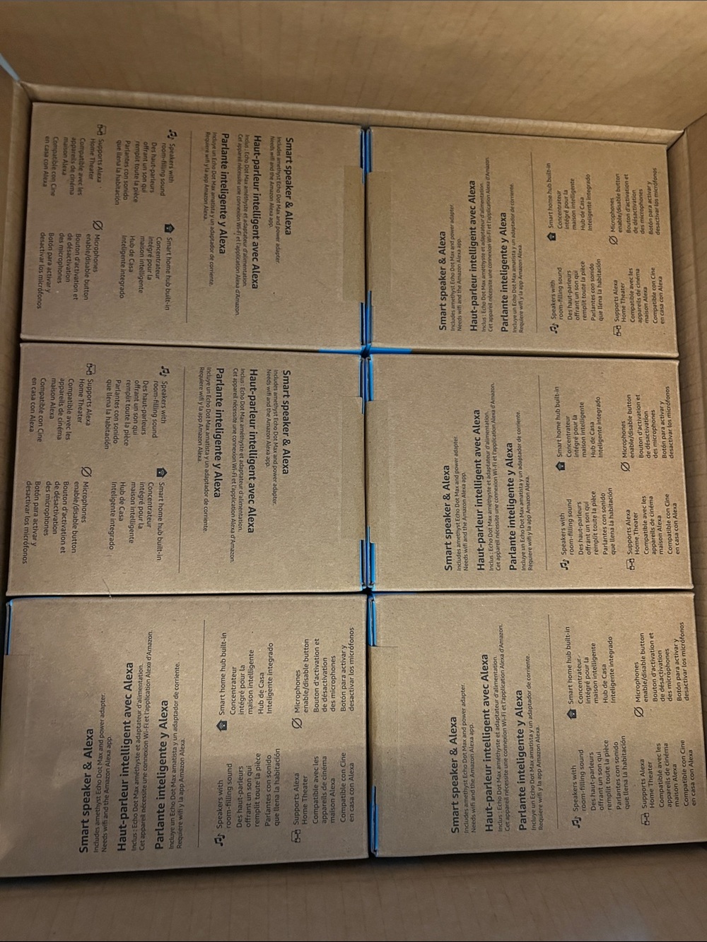 (6) Six Smart speakers & Alexa Includes amethyst Echo Dot Max and power adapter.